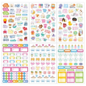 Lot de 250 autocollants de grossesse et étapes de bébé pour scrapbooking et agendas