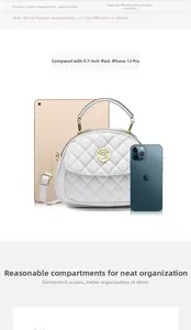 Detail view of white quilted chain bag interior capacity and size comparison with iPad