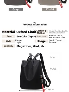 Detaillierte Größenangaben und Spezifikationen für den großen Oxford-Stoff Reiserucksack
