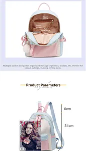Detailed interior view showing multi-functional pockets of the nylon backpack for women