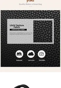 Gros plan sur cuir PU grainé noir montrant la texture lisse et la qualité du matériau du sac