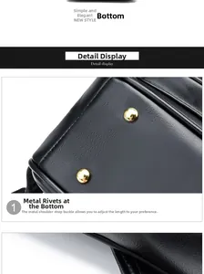 Detail shot of golden metal rivets on the bottom of the black leather backpack