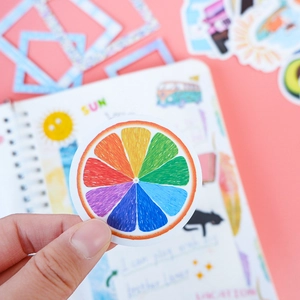 Rainbow orange slice decorative stickers for DIY scrapbooking and journal stationery