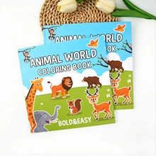 Two Animal World coloring books for kids featuring bold patterns and easy designs