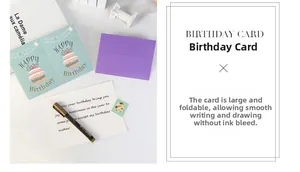 Macro detail of high quality birthday card showing smooth writing ink resistance