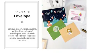 Set of 10 colorful birthday envelopes and DIY greeting cards with hand-drawn illustrations