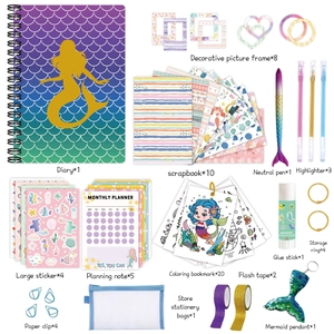 Mermaid DIY Journal Stationery Gift Set with sequin notebook and themed accessories