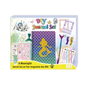 DIY Mermaid Journal Set for girls with purple spiral notebook and themed stationery items