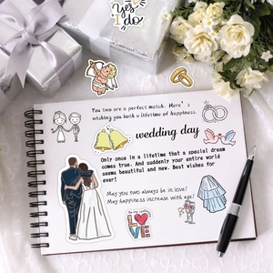 50pcs Cartoon DIY Wedding Stickers Set for Scrapbook Journal and Gift Box Decoration