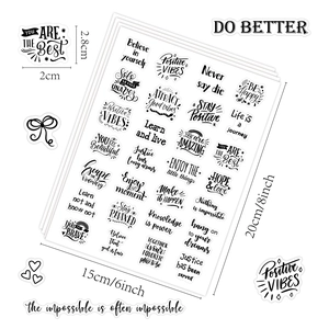 Minimalist transparent English inspirational stickers for scrapbooking and journaling set