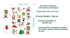 Detaillierte Größentabelle für Weihnachtsaufkleber Set mit Weihnachtsmann Motiven