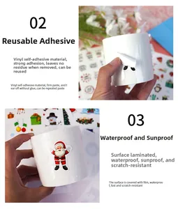 Wasserfeste Weihnachtsaufkleber aus Vinyl für Tassen, kratzfest und wiederverwendbar