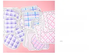 Detailed view of colorful grid patterned memo notes in various shapes for journaling