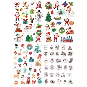 Bunte Weihnachtsaufkleber mit Weihnachtsmann- und Rentier-Motiven für festliche Dekoration