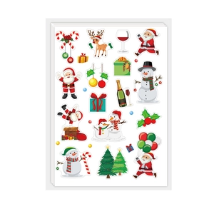 Weihnachtsaufkleber-Set mit Weihnachtsmann, Rentier und festlicher Feiertagsdekoration