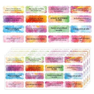 Watercolour inspirational quotes stickers with wavy edges for journals and bottles decoration