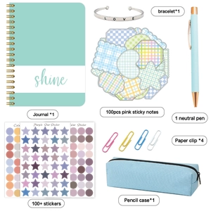 DIY journal set for kids with mint notebook, canvas pencil case, stickers and stationery