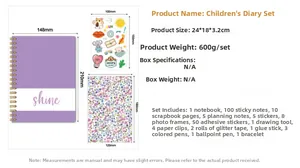 Tableau de dimensions détaillé montrant les tailles et composants du coffret journal DIY