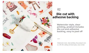 Detailansicht der Aquarell-Sticker mit leicht abziehbaren Stanzkanten und Kleberückseite