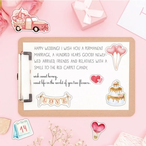 Aquarell-Aufkleber-Set zur Hochzeit mit Herzballons und rosa Dekorationsmotiven