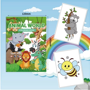 Livre de coloriage Animal World pour enfants avec lions et éléphants, format 120x180mm
