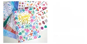 Detail of floral A5 spiral notebook with gold foil Dream Big text and 70 blank pages