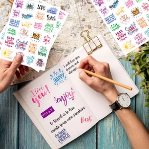 Colorful inspirational phrase stickers for planner and notebook decoration set
