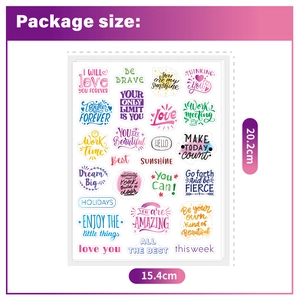 Colorful transparent motivational stickers for journals, 15.4x20.2cm aesthetic planner set