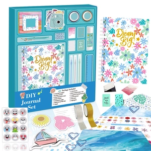 DIY Journaling Kit Floral Spiral Notebook Stickers Glitter Washi Tape Gel Pens Magnetic Bookmarks Stationery Collection For Kids