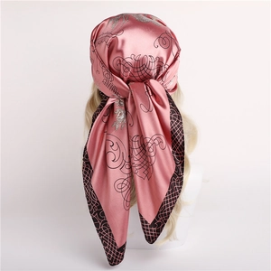 Large Square Scarf Satin Polyester Imitation Satin Elegant Baroque Floral Print Fashion Neck Wrap For Women
