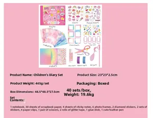 Detailed flat lay of pink DIY journal set with stickers, pens, and crafting accessories