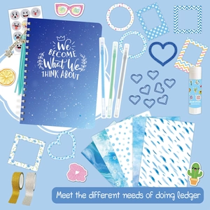 Blue star-themed DIY journal kit with notebook, stickers, and stationery set
