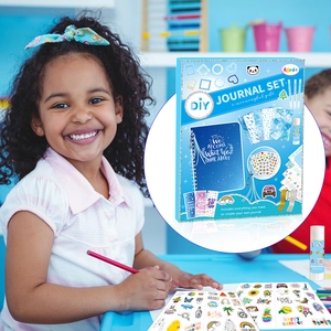 Blue DIY children journal set with stickers notebooks and stationery in a gift box
