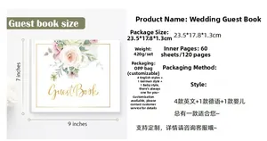 Wedding guest book with floral cover, 9x7 inch dimensions and 120 pages specification