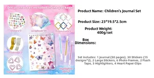 Detailliertes DIY Tagebuch-Set mit Schmetterlingsheft, Stickern, Tape und Glitzerstiften