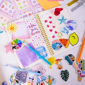 DIY cartoon journal set with waterproof PVC stickers and notebook for creative scrapbooking