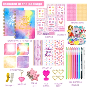 DIY Journal Set for girls with notebooks, stickers, glitter pens and stationery accessories