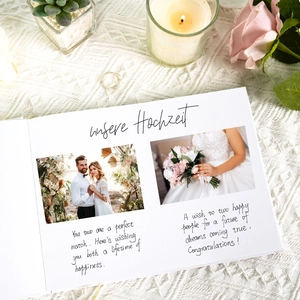 German Guest Book Unsere Hochzeit for weddings with white pages and floral decor