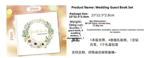 Detailed set of German wedding guest book with gold foil, stickers, and diamond pen