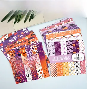 Detailed 6x6 inch Halloween scrapbook paper pack with pumpkin and ghost patterns