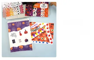 Detailed view of 6x6 inch Halloween scrapbook paper with pumpkins and ghosts