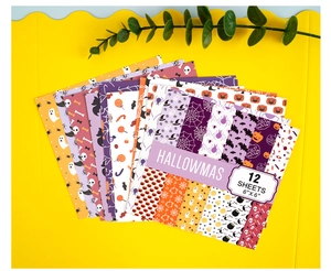 Halloween scrapbooking paper set with pumpkin ghost patterns 6x6 inch 12 sheets