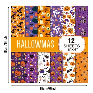 6x6 inch Halloween scrapbook paper with pumpkin and ghost patterns for DIY decor