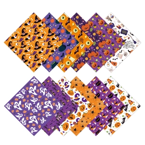 Halloween decorative paper set with pumpkins ghosts and bats for DIY scrapbooking