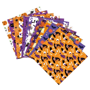 Halloween craft paper set with pumpkin ghost and bat patterns for DIY scrapbooking