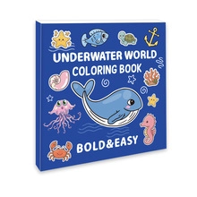 Close-up of Underwater World coloring book cover with cute blue ocean animals
