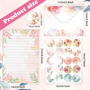 Floral watercolor stationery set featuring envelopes, lined paper and sealing stickers