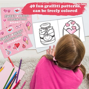 Sweet Heart coloring book with 40 cute cartoon designs for children and toddlers