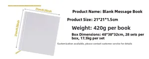 Square white blank guestbook 21x21cm with hardcover for wedding DIY signing