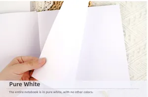 Detail of pure white paper pages in a minimalist wedding guest book being flipped by hand